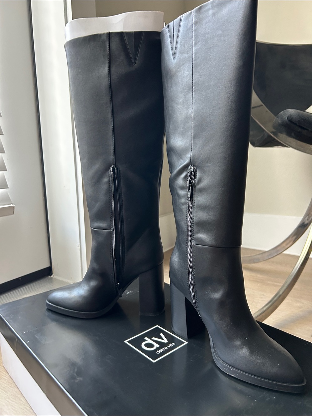 DV by Dolce Vita Tall Black Over-The-Knee Block Heel Boots